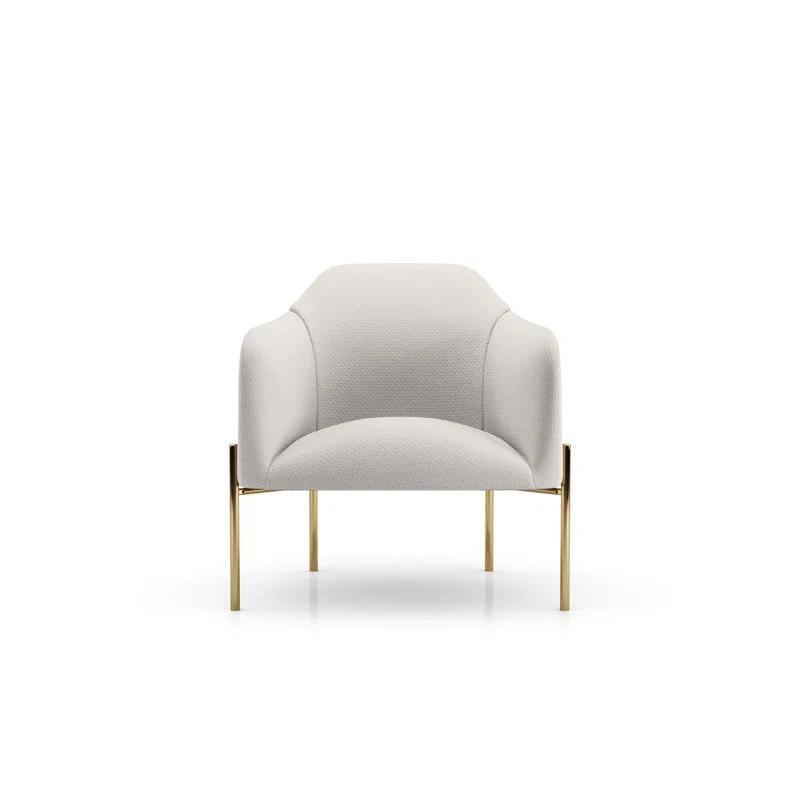 Birch Fabric and Metal Barrel Accent Chair