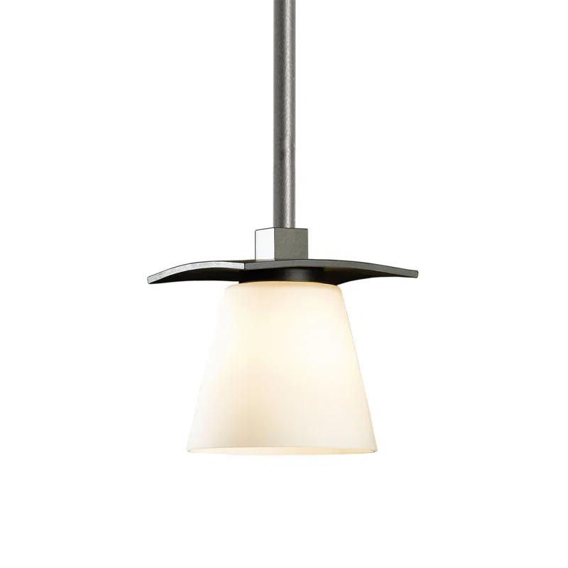 Wren Black Iron Mini-Pendant with Opal Glass Shade - Energy Star