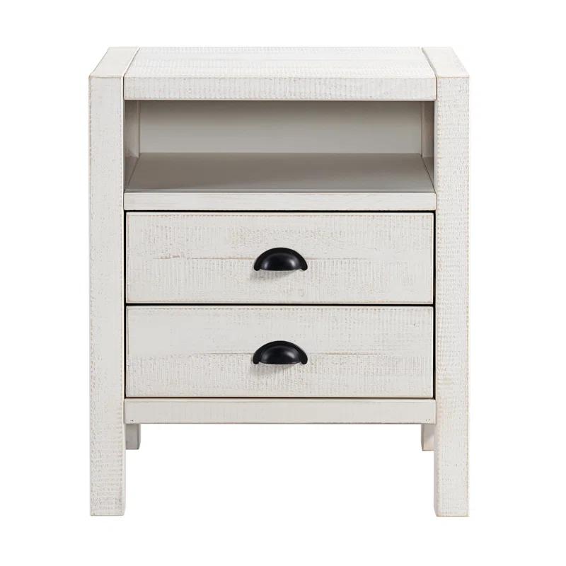 Windsor Wood Farmhouse Industrial Bohemian Style 3 Pc Bedroom Set With Slat Twin Bed 2 Nightstands