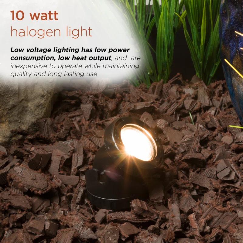 Black Plastic Outdoor Corded Landscape Spotlight with Colored Lenses