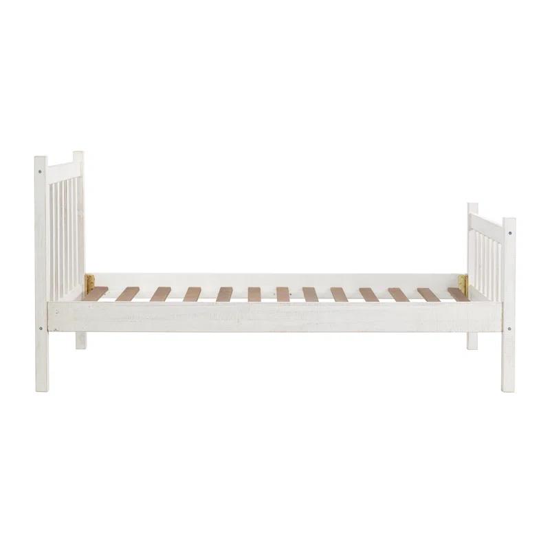 Windsor Wood Farmhouse Industrial Bohemian Style 3 Pc Bedroom Set With Slat Twin Bed 2 Nightstands