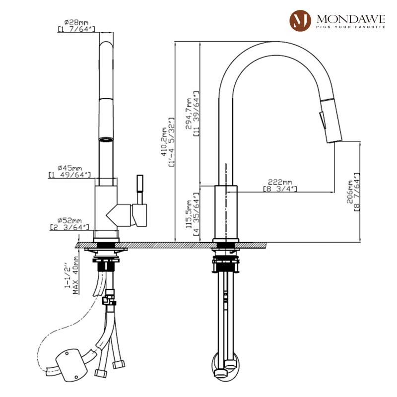 Mondawe Pull Down Kitchen Faucet