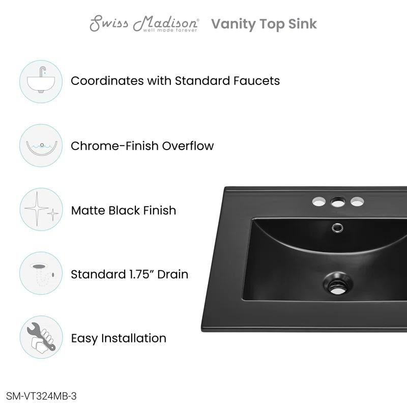 Ceramic 24" Single Bathroom Vanity Top