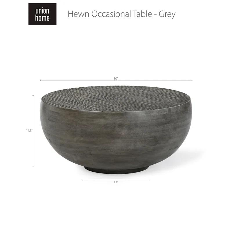 Cerro Round Solid Wood Coffee Table with Hewn Finish