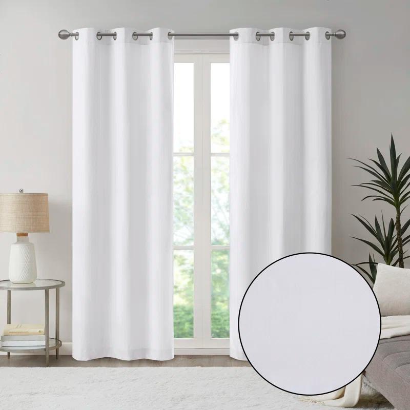 Madison Park Galen Basketweave Room Darkening Curtain Panel Pair (Set of 2)