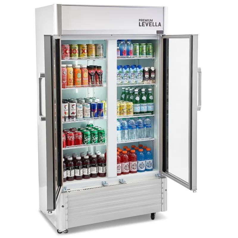 Premium 73'' Silver Smart Upright Double Glass Door Refrigerator