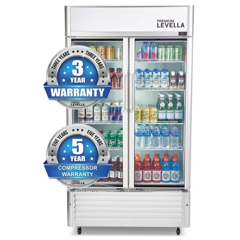 Premium 73'' Silver Smart Upright Double Glass Door Refrigerator