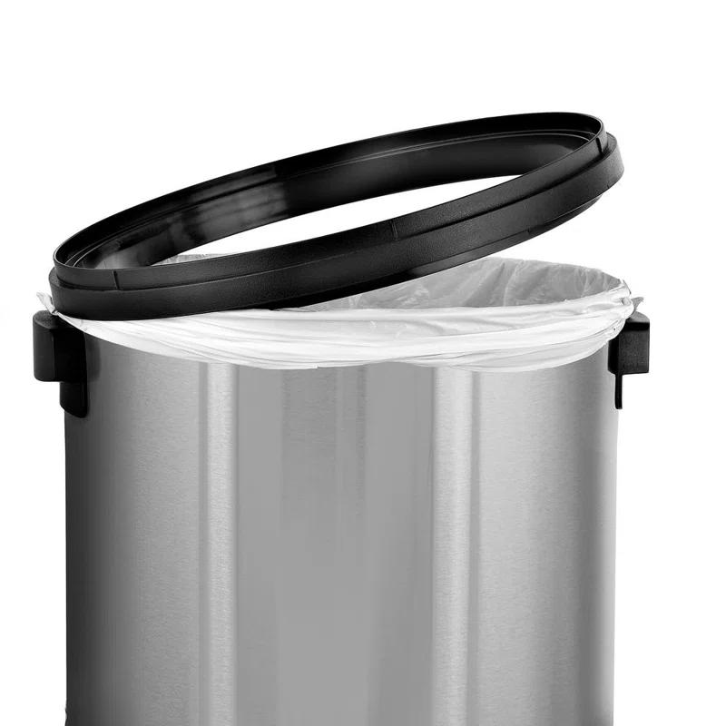 Stainless Steel 17-Gallon Commercial Trash Can with Swing Lid