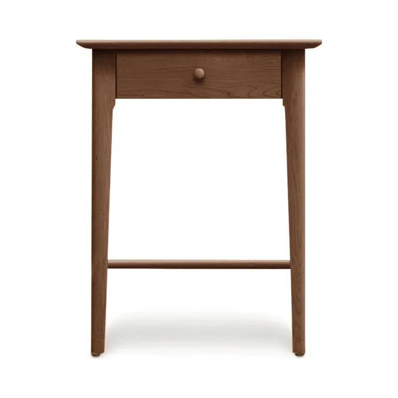 Saddle Cherry Solid Wood 1-Drawer Nightstand with Weathered Steel Handles