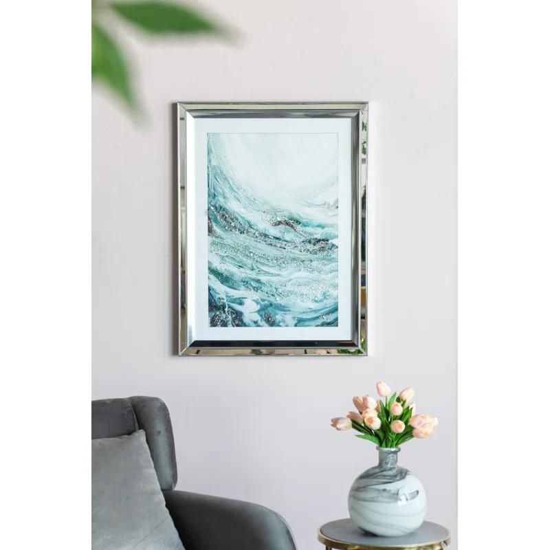 A&B Home Aurora Crystal Mirror Framed Wall Art - Set Of 2 -  23.5" X 31.5" - Blue/White/Beige (Set of 2)