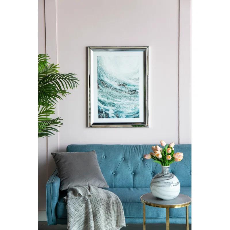 A&B Home Aurora Crystal Mirror Framed Wall Art - Set Of 2 -  23.5" X 31.5" - Blue/White/Beige (Set of 2)