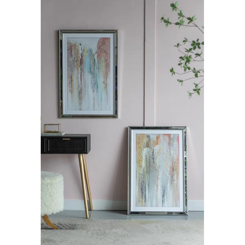 A&B Home Jennings Crystal Mirror Framed Wall Art - Set Of 2 - 23.5" X 35.5" - Multicolor | Wayfair
