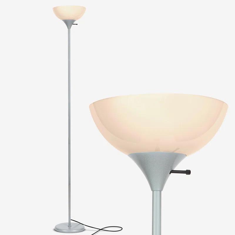 Sky Dome 72 in. Industrial 3-Way Dimming LED Floor Lamp with Plastic Bowl Shade