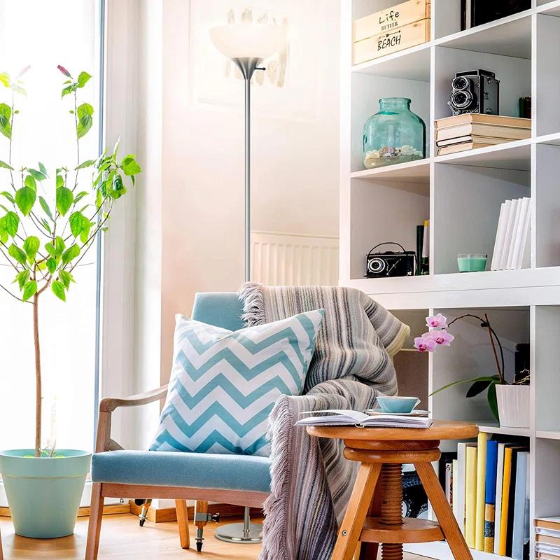 Sky Dome 72 in. Industrial 3-Way Dimming LED Floor Lamp with Plastic Bowl Shade
