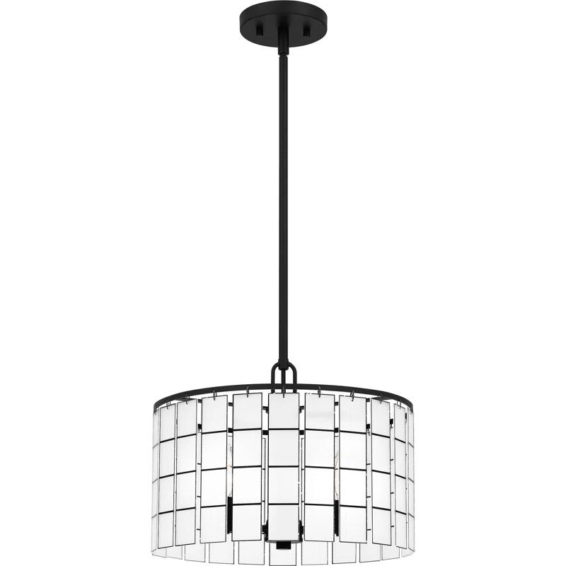 Matte Black Glass Drum Pendant Light