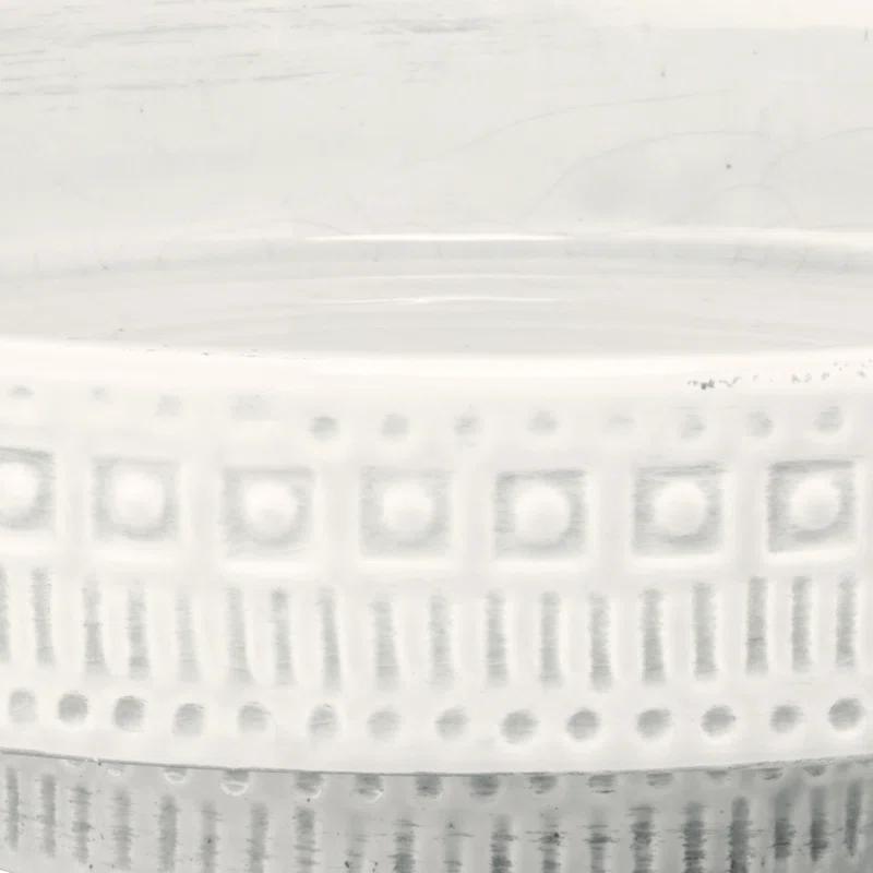 Coco Handmade Geometric Ceramic Decorative Bowl - White