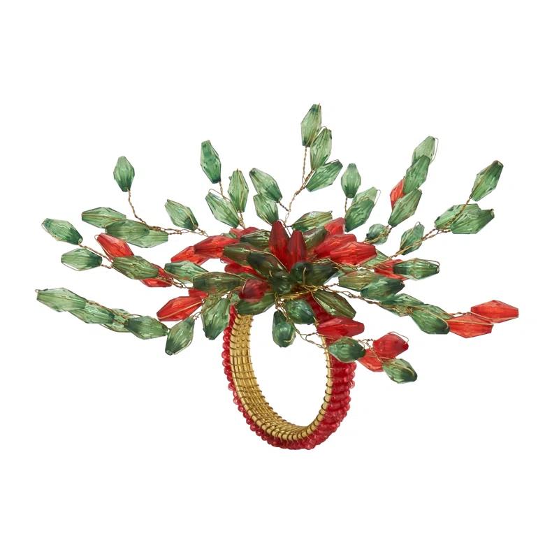 Saro Beaded Flower Napkin Ring (Set of 4)
