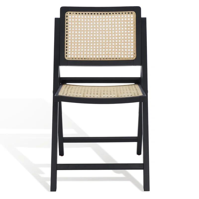 SAFAVIEH Couture Desiree Modern Cane Solid Folding Dining Chair, Black/Natural (Set of 2)