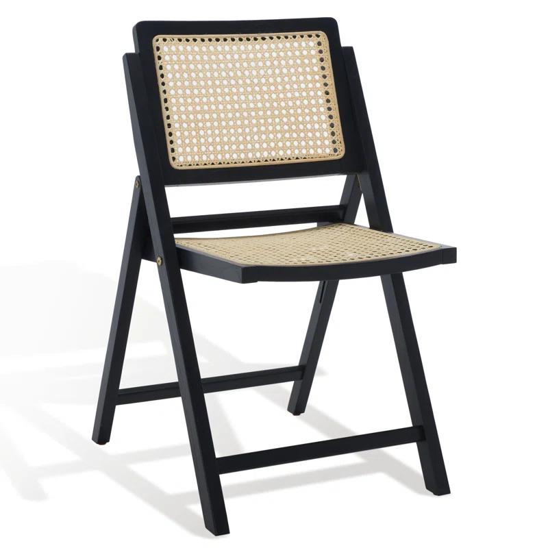 SAFAVIEH Couture Desiree Modern Cane Solid Folding Dining Chair, Black/Natural (Set of 2)