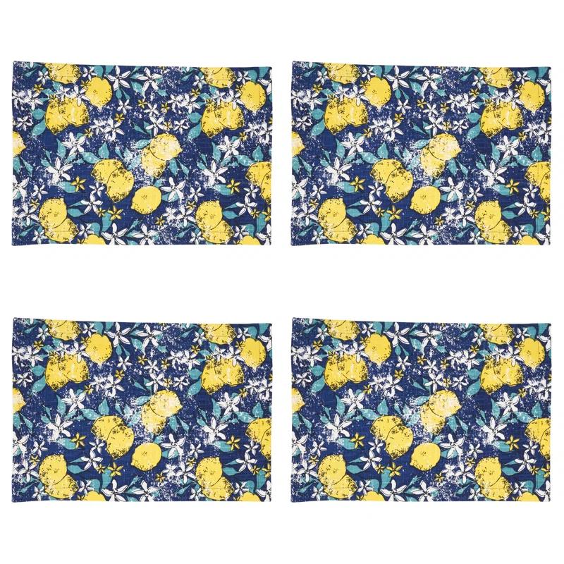 Saro Assam Collection 100% Cotton No Pattern Rectangle Placemat (Set of 4)