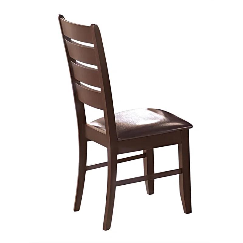 Espresso Brown Faux Leather Upholstered Ladderback Side Chair