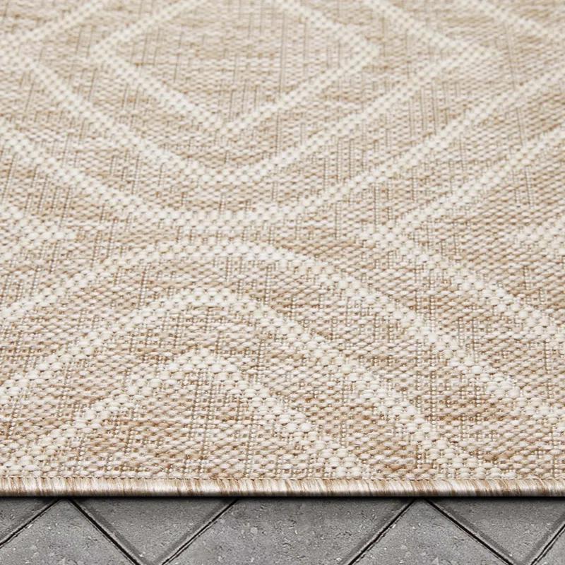 Coastal Cabin Beige Synthetic 8' x 10' Flat Woven Area Rug