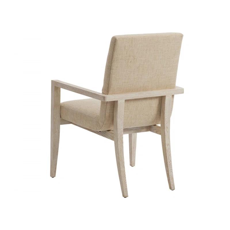 Carmel Linen-Feel Beige Upholstered Wood Arm Chair 24.25"