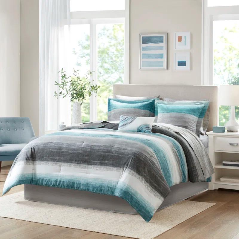 Saben Striped Comforter Set with Cotton Bed Sheets
