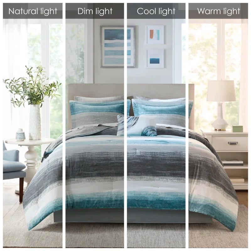 Saben Striped Comforter Set with Cotton Bed Sheets