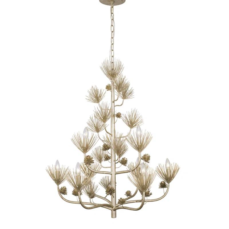 Pinion Zen Gold 9-Light Hand-Forged Tiered Chandelier