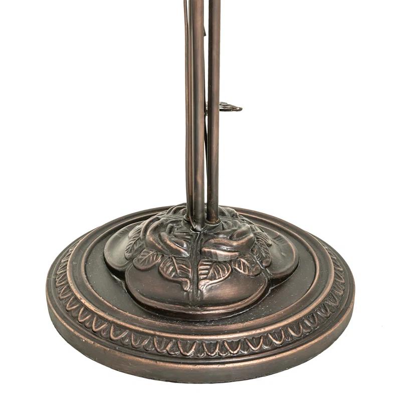 Mahogany Bronze 58" Stained Glass Floor Lamp with Pink/White Shades