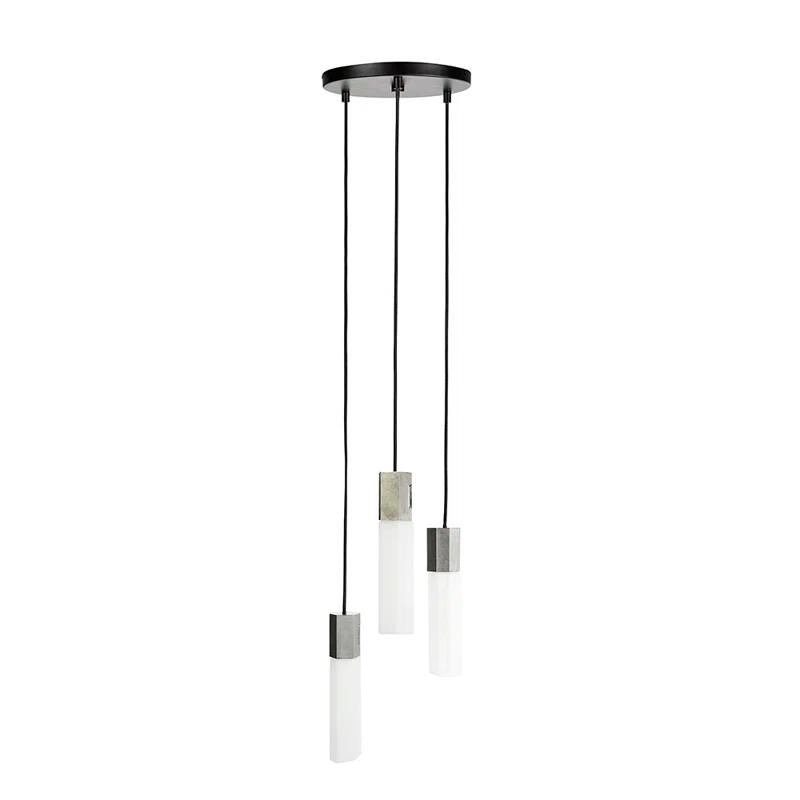 Basalt Hexagonal Cluster Pendant with Brass Finish and Black Cord