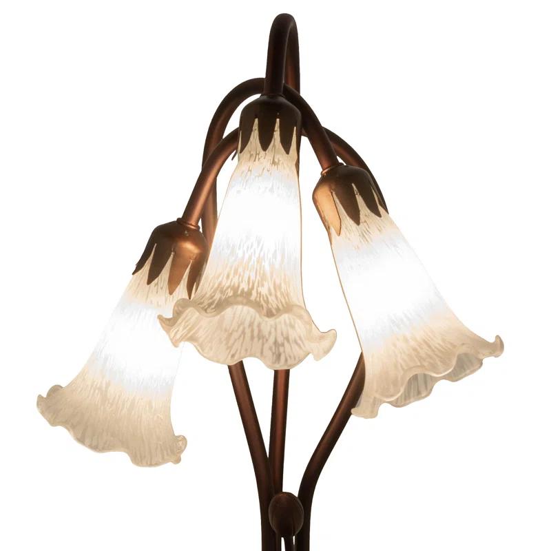 Winter White Tiffany Pond Lily 16" Mahogany Bronze Table Lamp