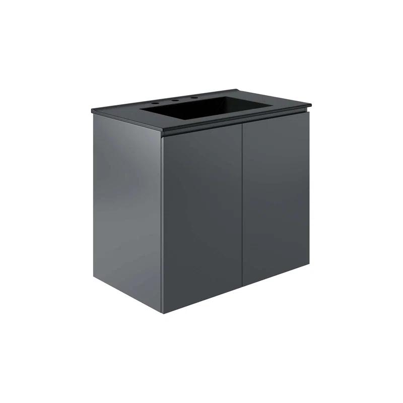 Bryn 30" Gray and Black Wall-Mount Bathroom Vanity