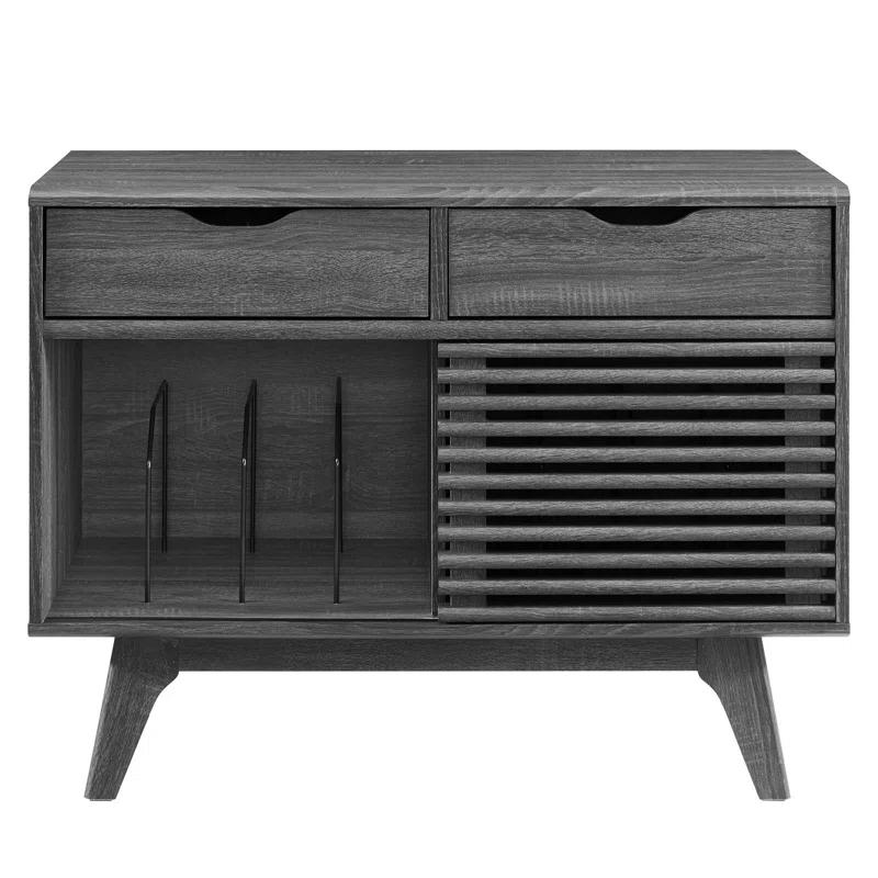 Modway Modway Render Mid-Century Modern 37" Vinyl Record Display Stand with Drawers