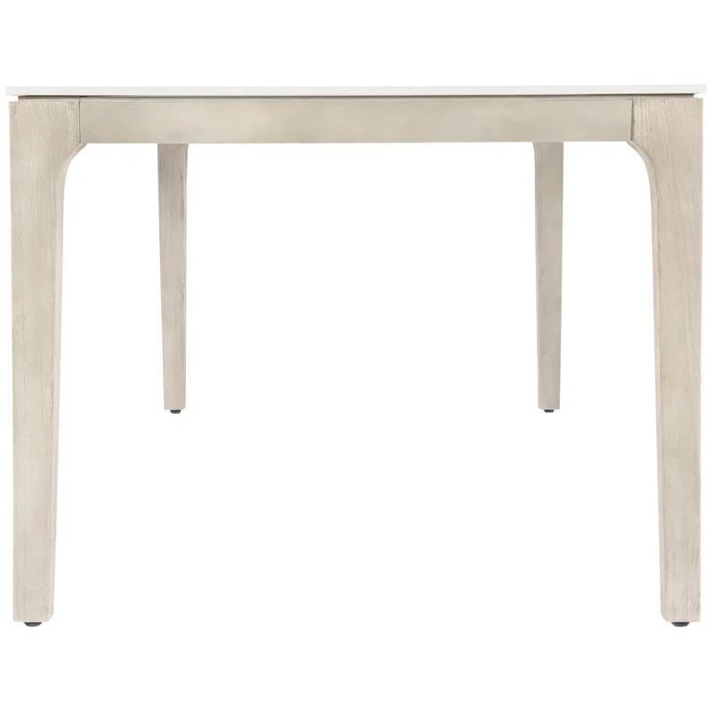 Marbella Cream 85" Rectangular Dekton & Teak Dining Table