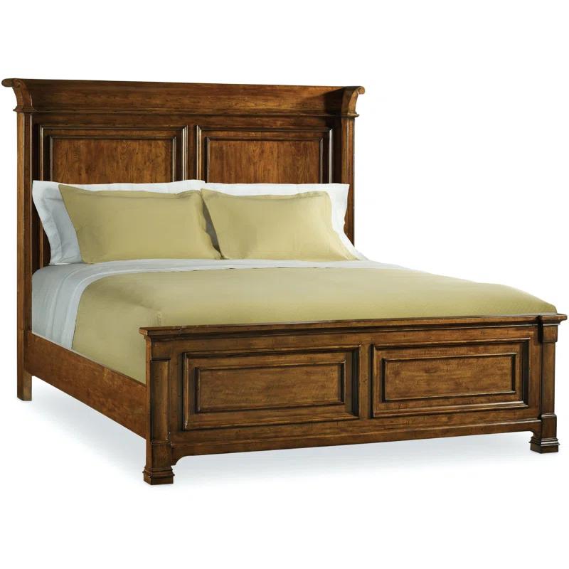 Tynecastle Manor Warm Chestnut California King Panel Bed with Upholstered Wood Headboard