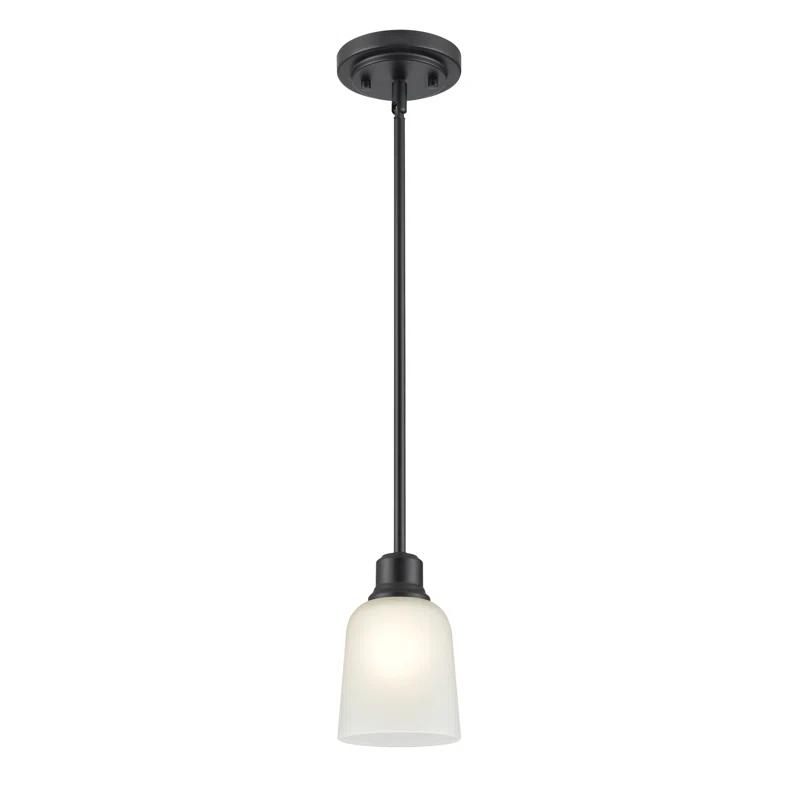 Millennium Lighting Amberle 1 Light Matte Black Pendant with White Glass