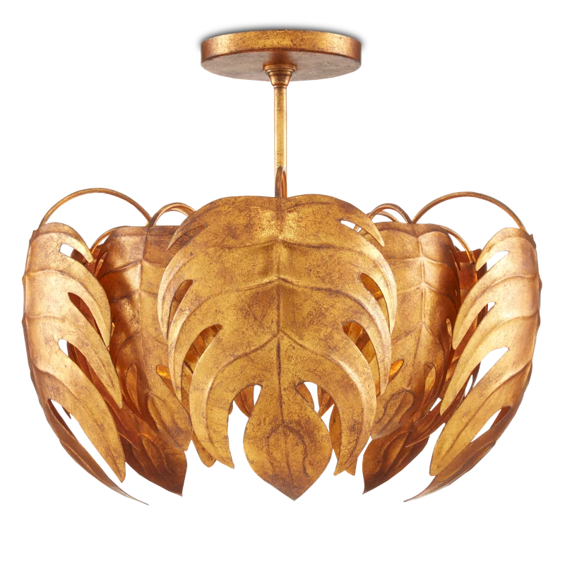 Irvin Vintage Gold Monstera Leaf 1-Light Pendant