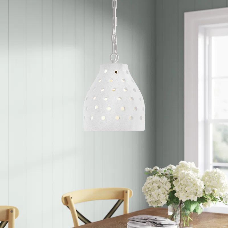 Coastal Charm Textured Matte White Ceramic Pendant Light