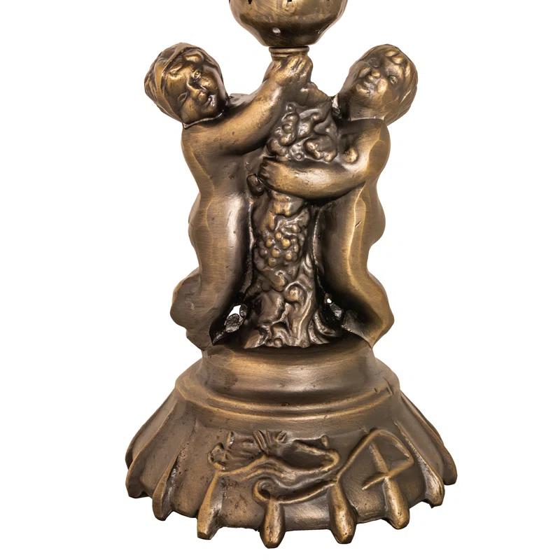 Meyda 11083 13 in. Amber and Purple Cherub Pond Lily Mini Lamp