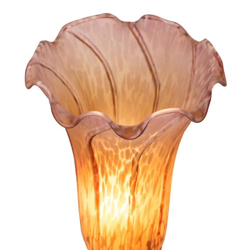 Meyda 11083 13 in. Amber and Purple Cherub Pond Lily Mini Lamp
