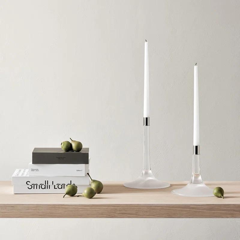 Elegant Cirrus Sandblasted Glass Candlestick by Anne Nilsson