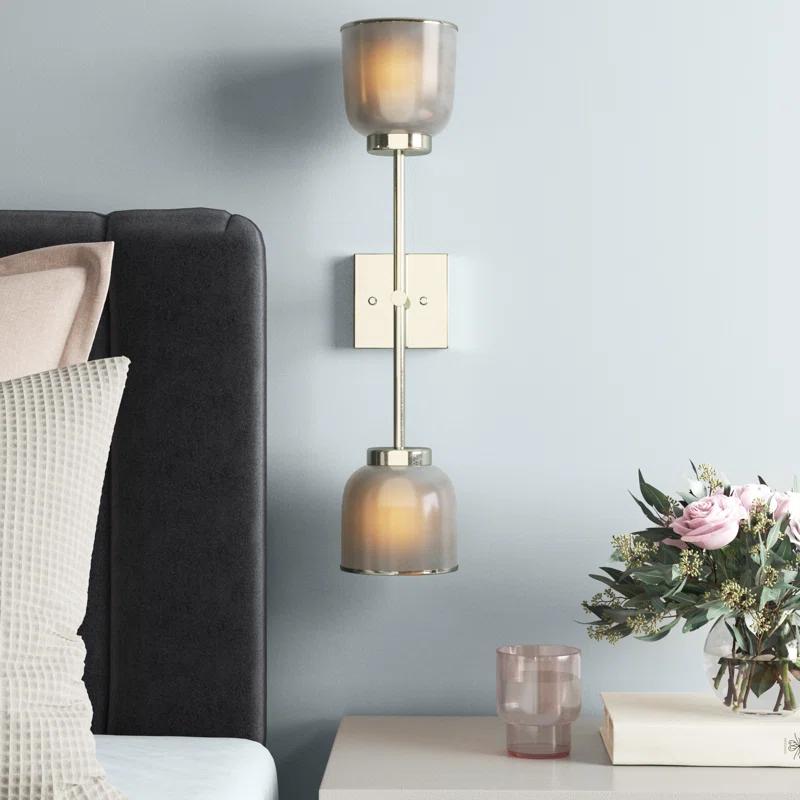 Opal Nickel Double Light Dimmable Wall Sconce