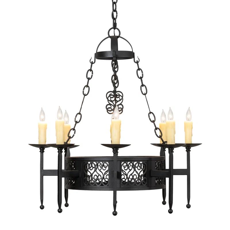 Toscano Elegance 8-Light Textured Black Faux Candle Chandelier
