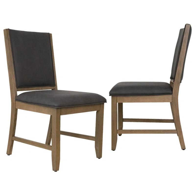 Saunders Gray Upholstered Parsons Side Chair with Acacia Wood Frame