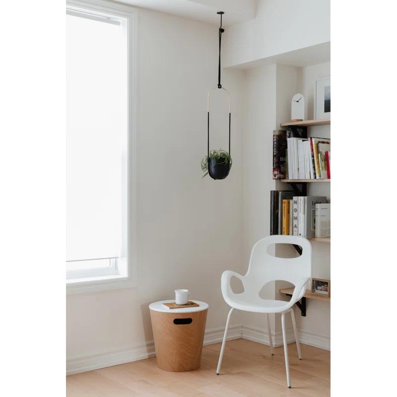 Bolo Soft Curve Black Ceramic Indoor/Outdoor Hanging Planter