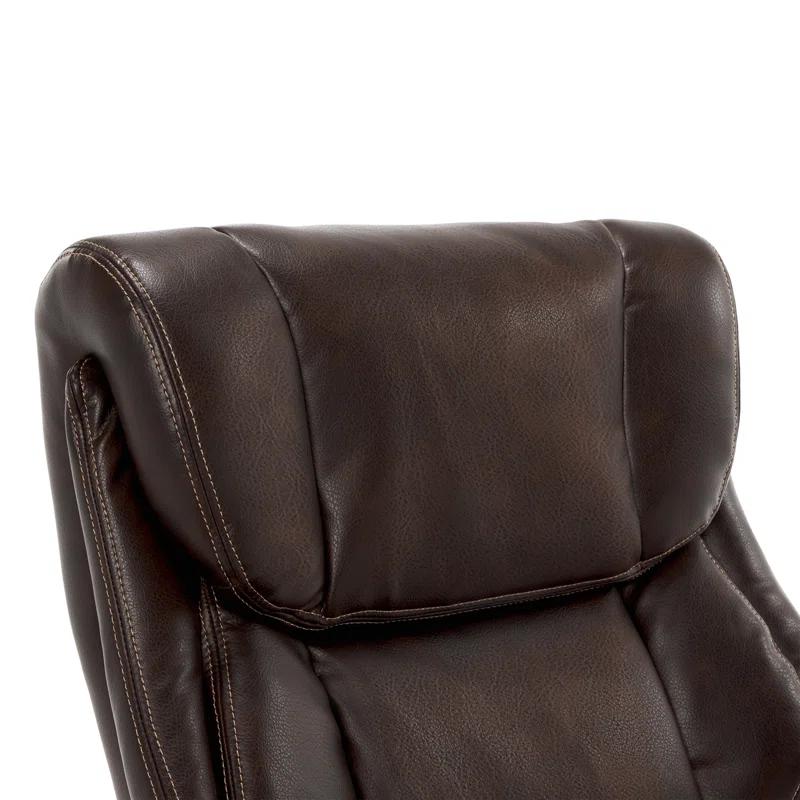La-Z-Boy La-Z-Boy Bellamy Executive Office Chair with Memory Foam Cushions, Real Wood Arms and Swivel Base, Waterfall Seat Edge, Faux Bonded Leather