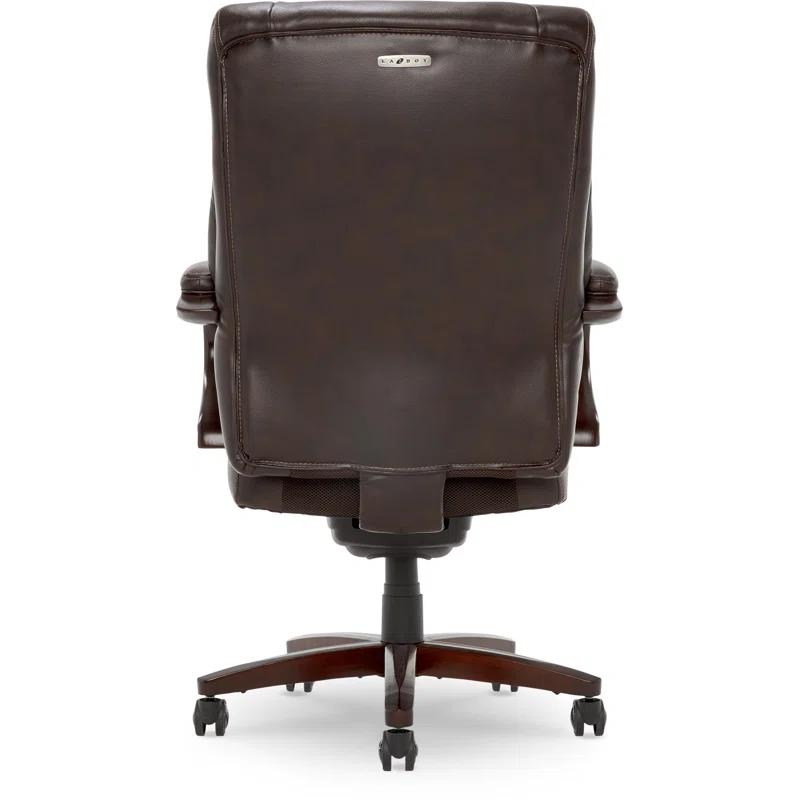 La-Z-Boy La-Z-Boy Bellamy Executive Office Chair with Memory Foam Cushions, Real Wood Arms and Swivel Base, Waterfall Seat Edge, Faux Bonded Leather