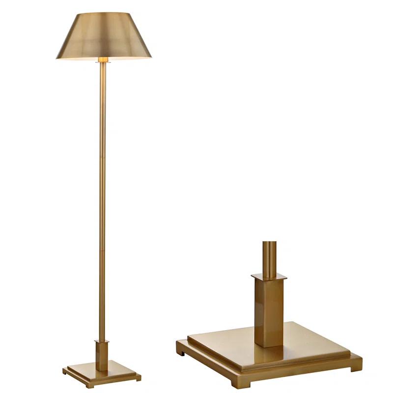JONATHAN Y JYL6005B Roxy 60" Metal LED Floor Lamp, Contemporary, Transitional for living room, dinning room, bedroom, office Bulb Included, Brushed Brass